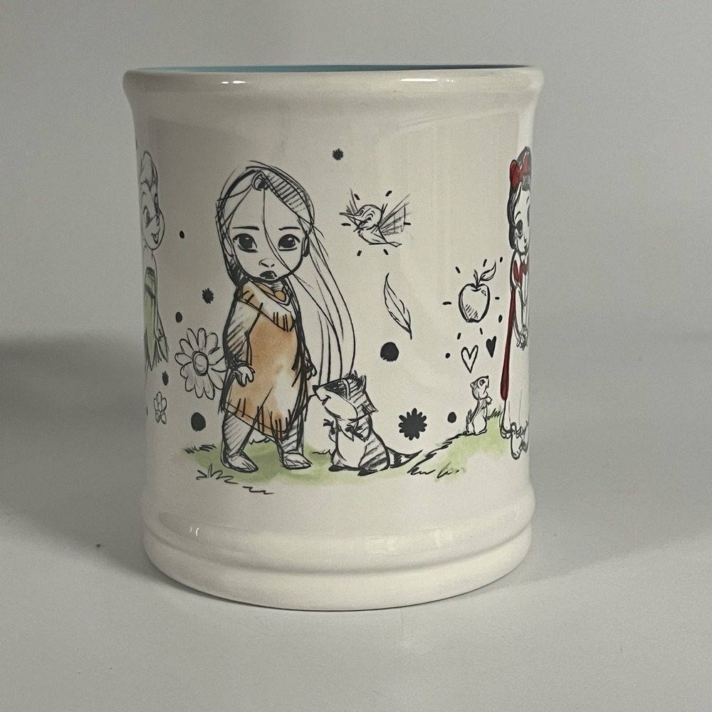 Disney Animator Princess Sketch Mug, Snow White Jasmine Rapunzal TinkerBell - Picture 4 of 8